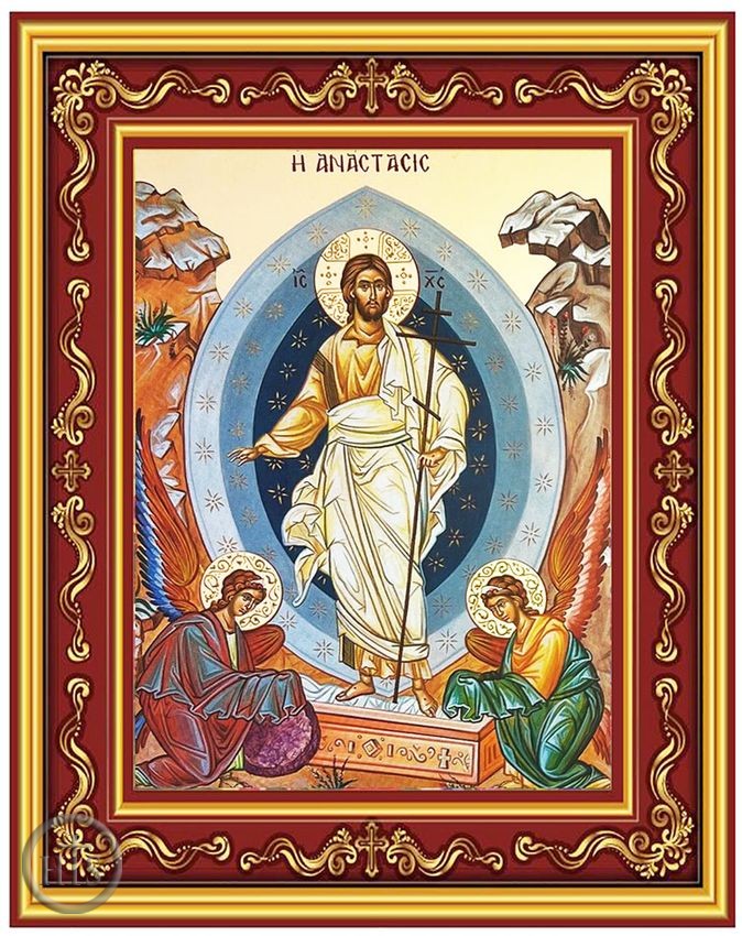 HolyTrinity Pic - Resurrection of Christ, Greek Byzantine Framed Icon