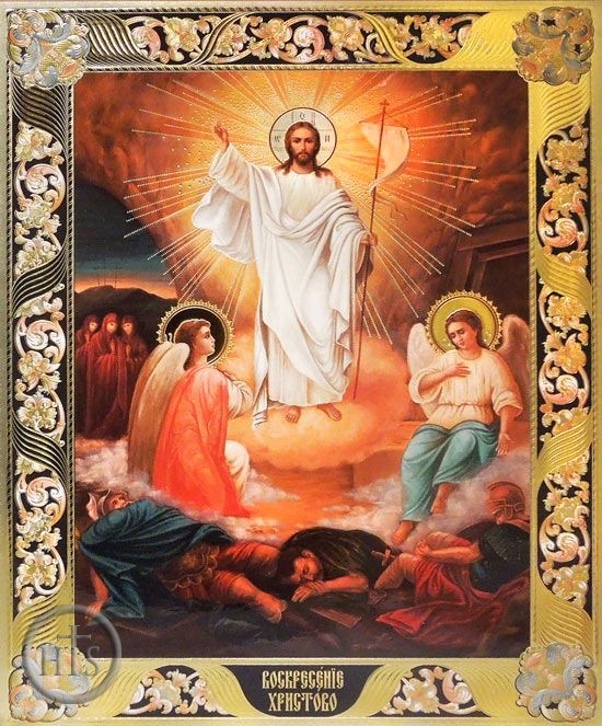 HolyTrinityStore Image - Resurrection of Christ, Gold Embossed Orthodox Christian Icon