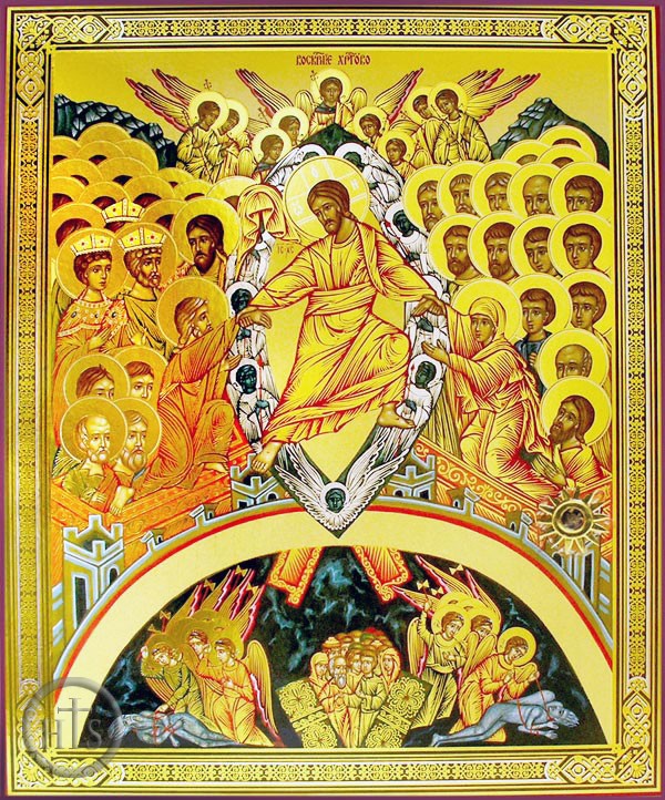 HolyTrinityStore Photo - Resurrection of Christ, Orthodox Christian Icon With  Relic Stone