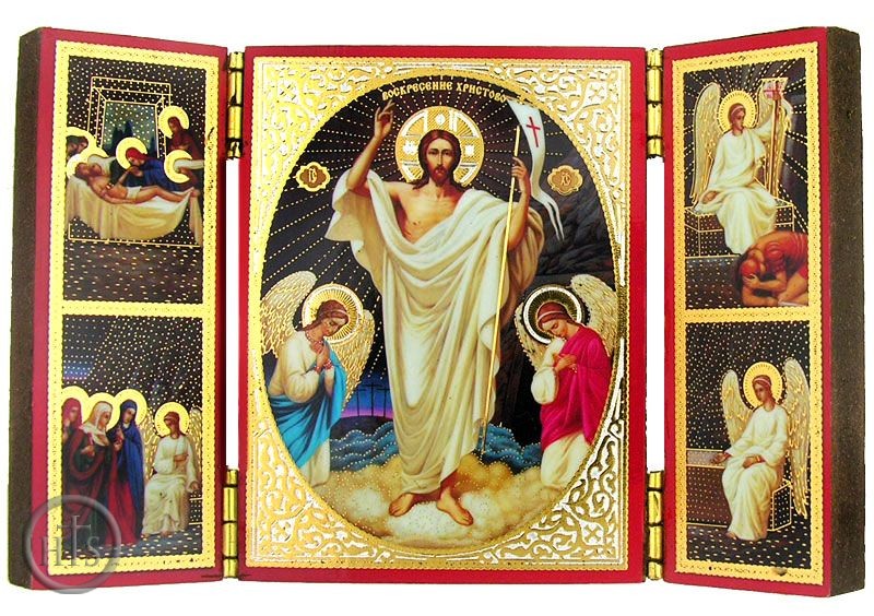 HolyTrinityStore Picture - Resurrection of Christ,  Triptych Orthodox Icon Small