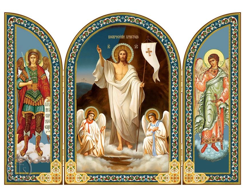 HolyTrinityStore Picture - Resurrection of Christ with Angels, Foldable Orthodox Triptych