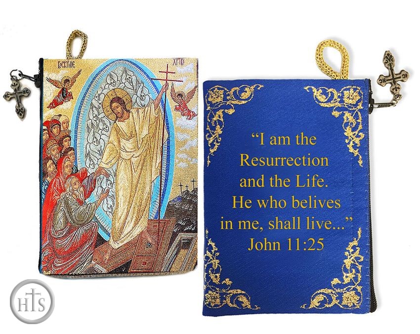 Picture - Resurrection of Christ, Rosary Pouch Case  with Bible Verse