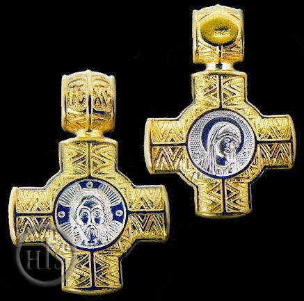 HolyTrinityStore Photo - Reversible Engraved Small Cross:  Christ / Virgin Mary, Small