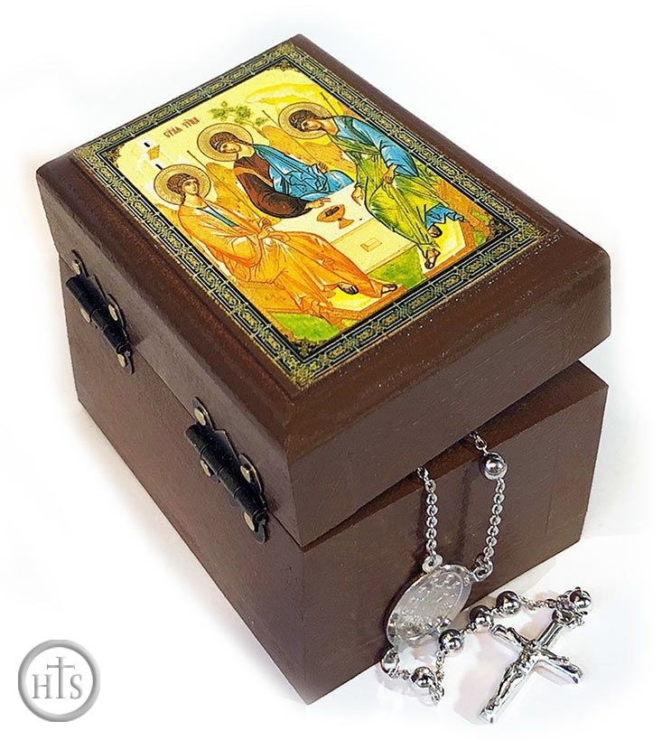 Product Picture - Rosary Keepsake Holder Box with Icon of Holy Trinity