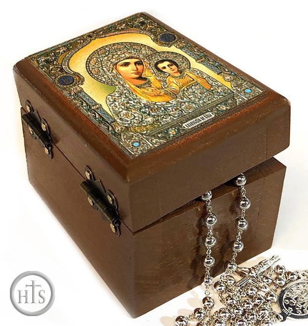 HolyTrinityStore Photo - Rosary Keepsake Holder Box with Virgin of Kazan Icon