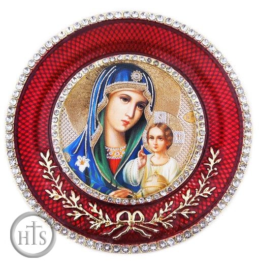 Photo - Virgin Mary the Eternal Bloom  Icon in Round Style Frame with Stand