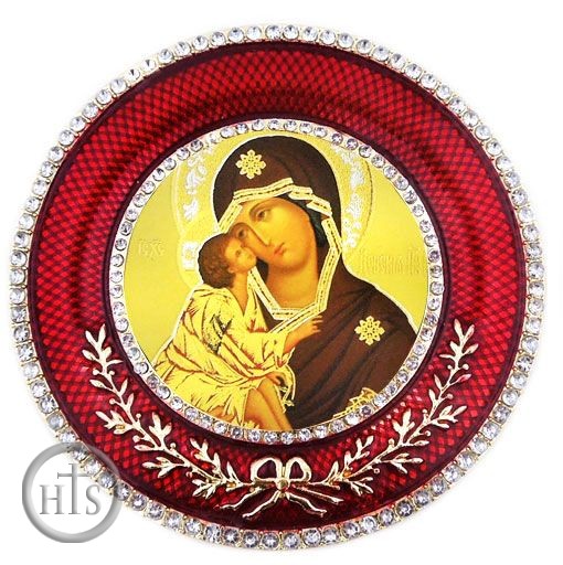 Product Picture - Virgin Mary of Don (Donskaya)    Icon in Round Style Frame with Stand