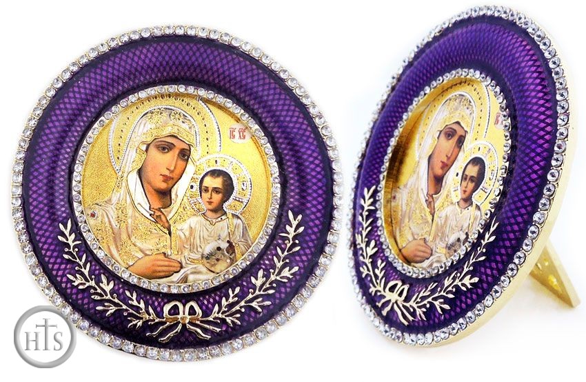 Picture - Virgin of Jerusalem  Icon in Round Style Frame with Stand
