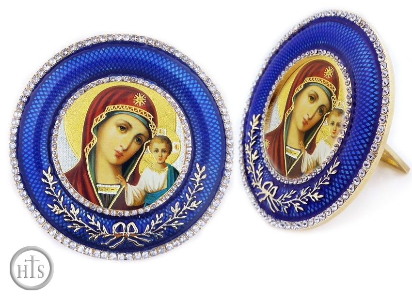 HolyTrinity Pic - Virgin of Kazan   Icon in Round Style Frame with Stand