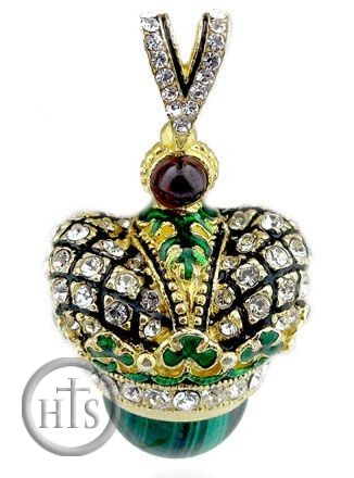 HolyTrinityStore Image - After Romanov's Royal Crown Shape Pendant Egg with Malachite Stone 