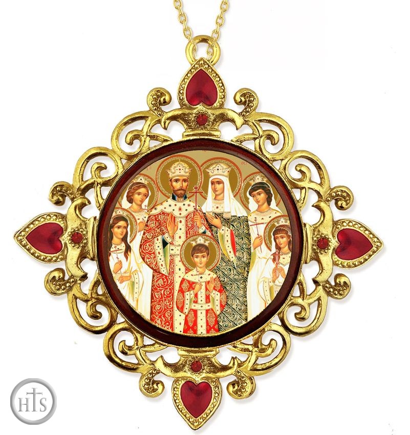 HolyTrinity Pic - The Royal Family, Jeweled Round Framed Icon with Chain