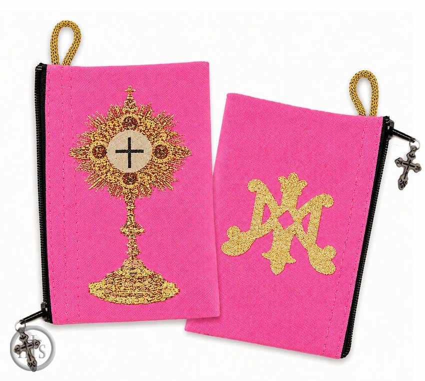 HolyTrinityStore Photo - Blessed Sacrament Monstrance, Tapestry Pouch Case, Pink