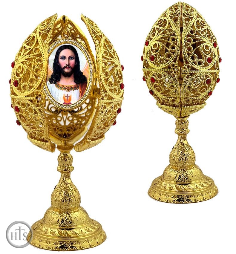 Product Image - Sacred Heart of Jesus, Filigree Style Icon Egg, 6