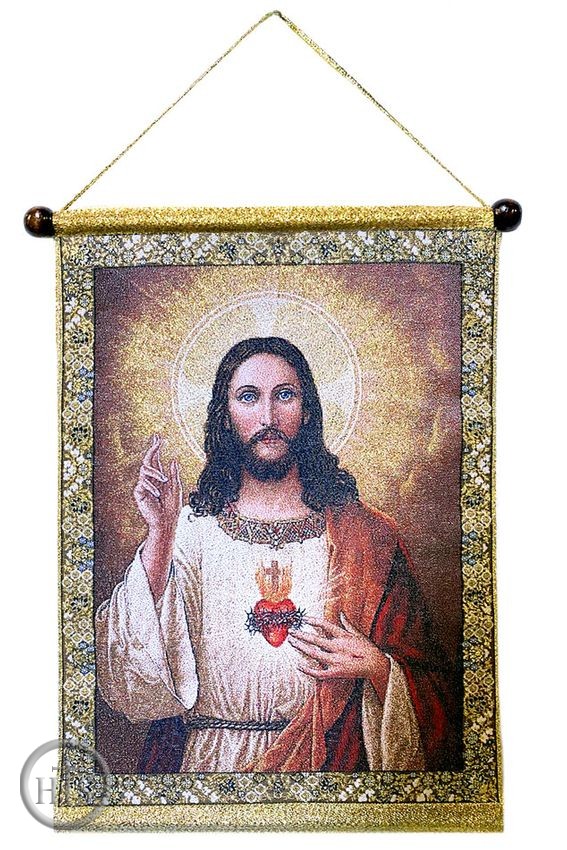 Product Pic - Sacred Heart of Jesus Christ, Hanging Tapestry Icon Banner