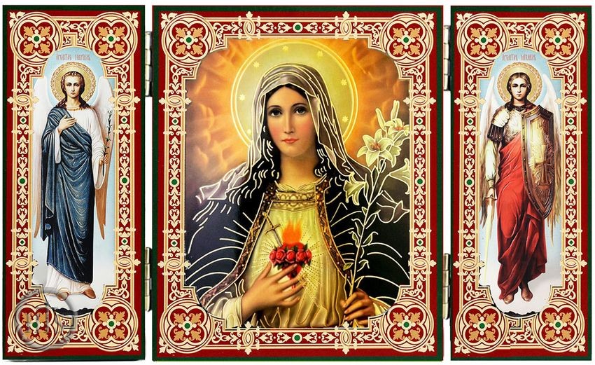 Photo - Sacred Heart of Mary, Icon Triptych with Arch. Michael and Gabriel