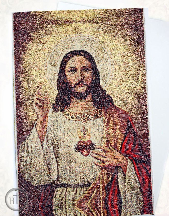 HolyTrinityStore Photo - Sacred Heart of Jesus, Tapestry Icon Greeting Card with Envelope