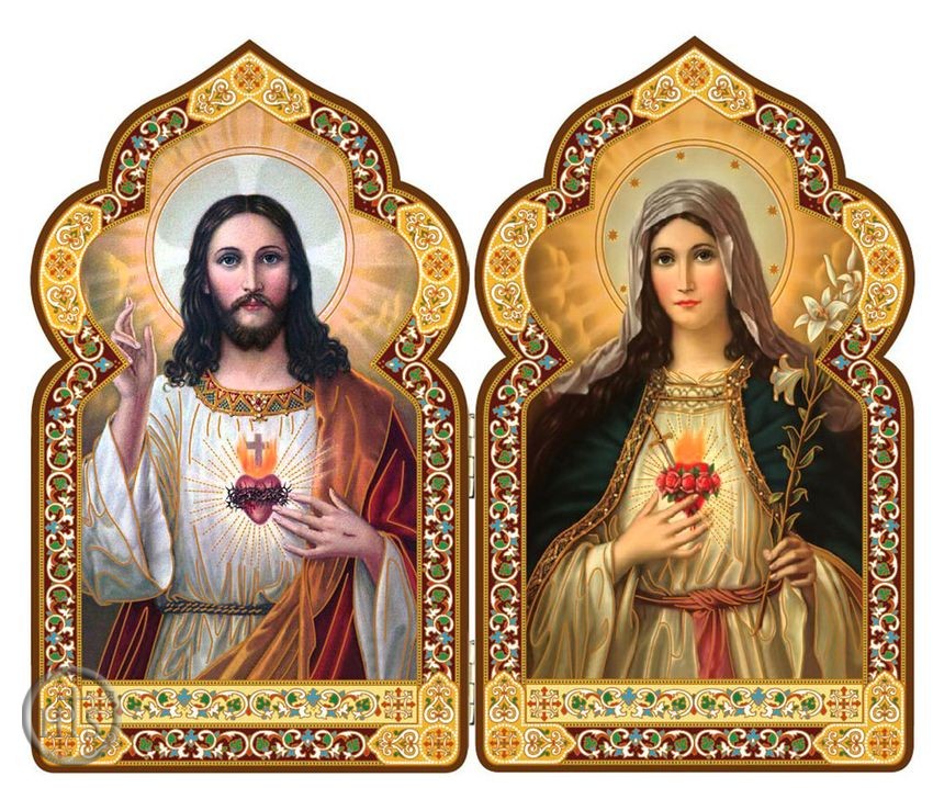 Picture - Sacred Hearts of Jesus and Virgin Mary Diptych, Medium Size