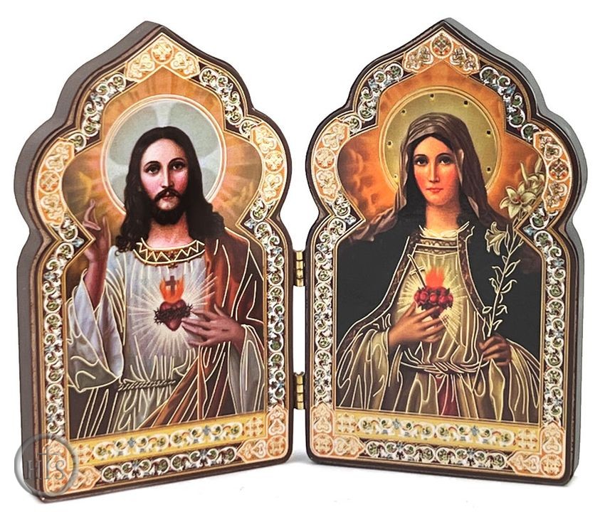 HolyTrinityStore Picture - Sacred Hearts of Jesus and Virgin Mary, Mini Diptych