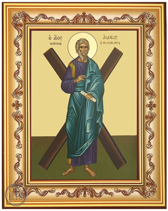 Photo - Saint Andrew the Apostle, Byzantine Greek Orthodox Icon in Frame 