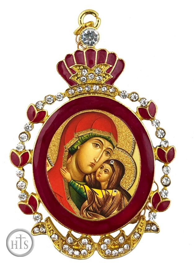 Product Picture - Saint Ann, Enamel Framed  Icon  with Chain & Bow 