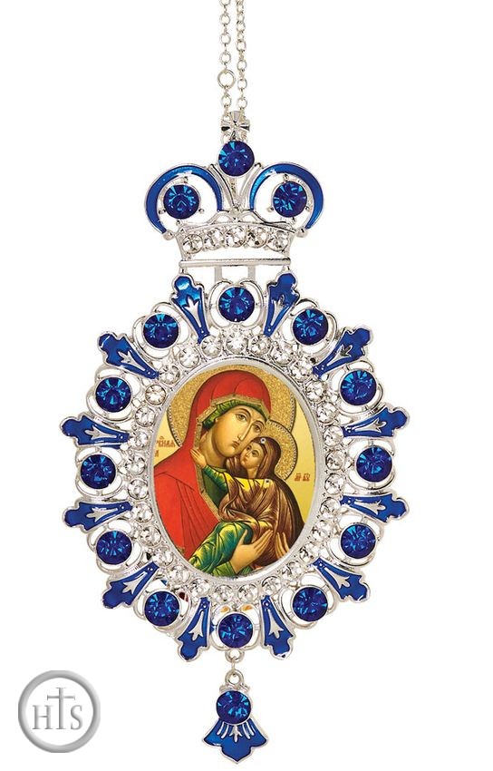 Picture - St. Anna and Virgin Mary, Jeweled  Icon Ornament with Chain