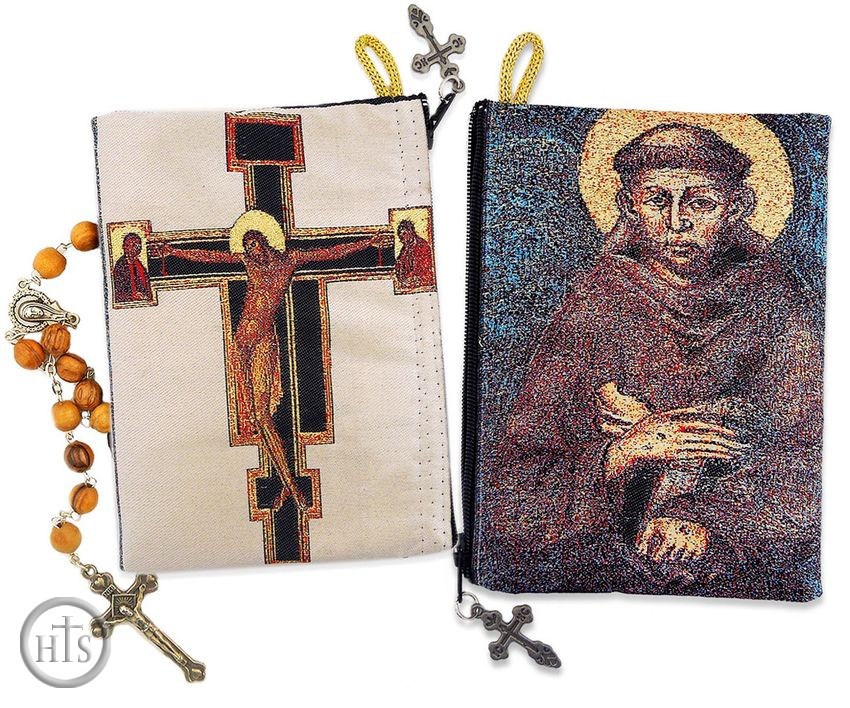 HolyTrinity Pic - St. Francis and St.  Damian Cross, Rosary Pouch Case