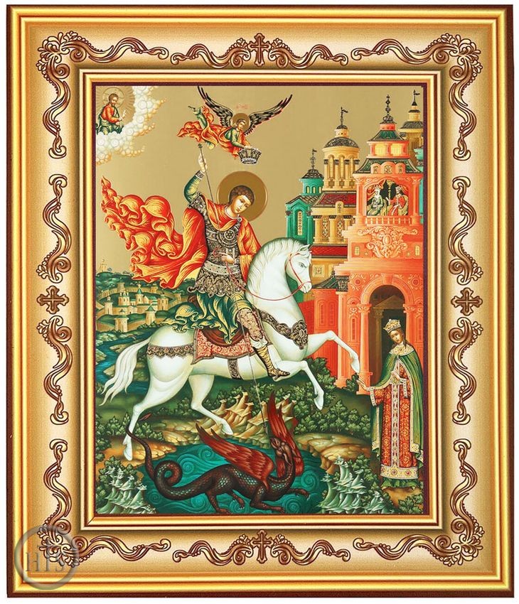 Image - Saint George, Gold Foil Orthodox Icon in Frame 