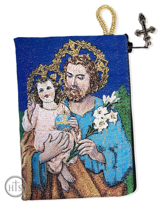 HolyTrinityStore Photo - Saint Joseph, Reversible Rosary Icon Pouch Case