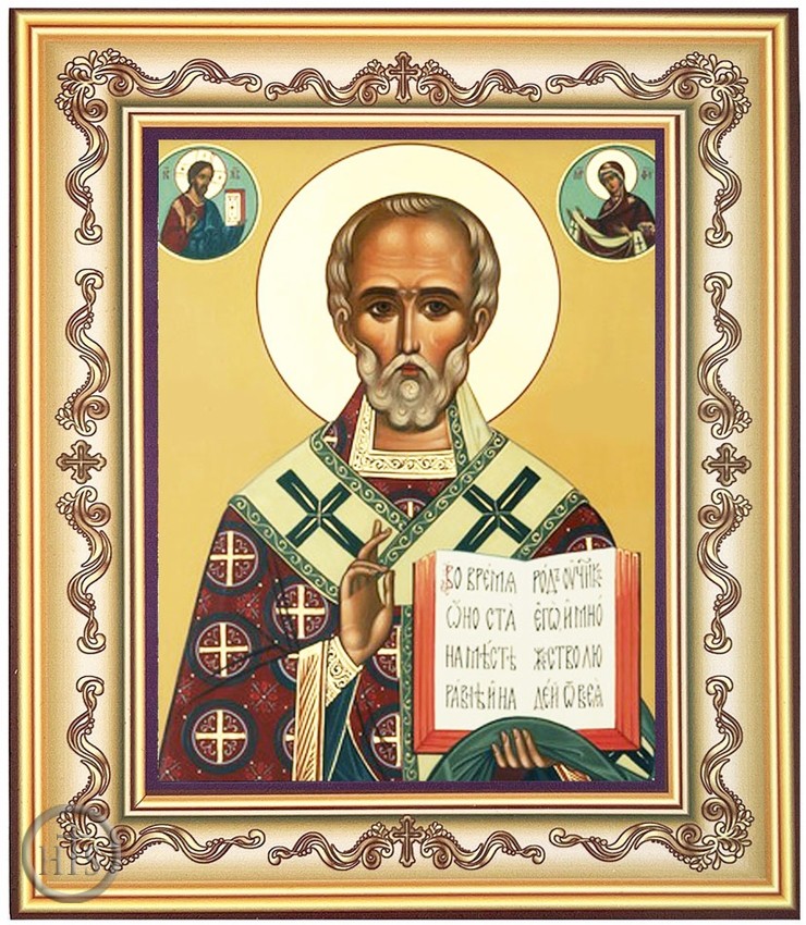 HolyTrinityStore Image - Saint Nicholas, Gold Foil Orthodox Framed Icon