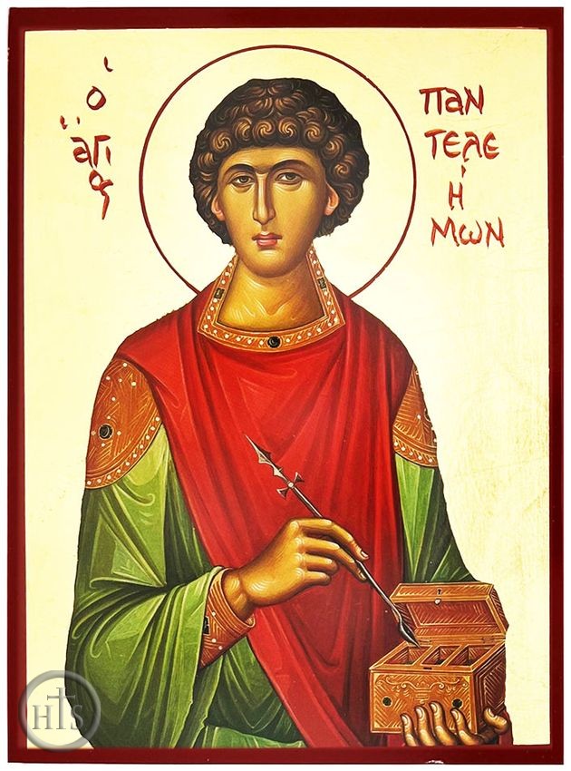 HolyTrinityStore Image - Saint Panteleimon The Healer, Byzantine Style Gold Foil Icon