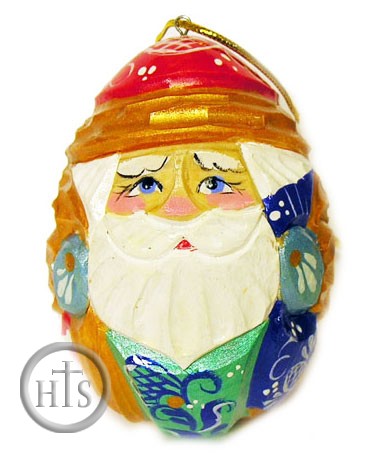 HolyTrinityStore Picture - Hand Carved Hand Painted Wooden Santa Ornament