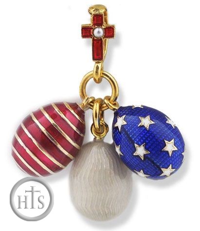 HolyTrinity Pic - Set of 3 Eggs Faberge Style Egg Pendants