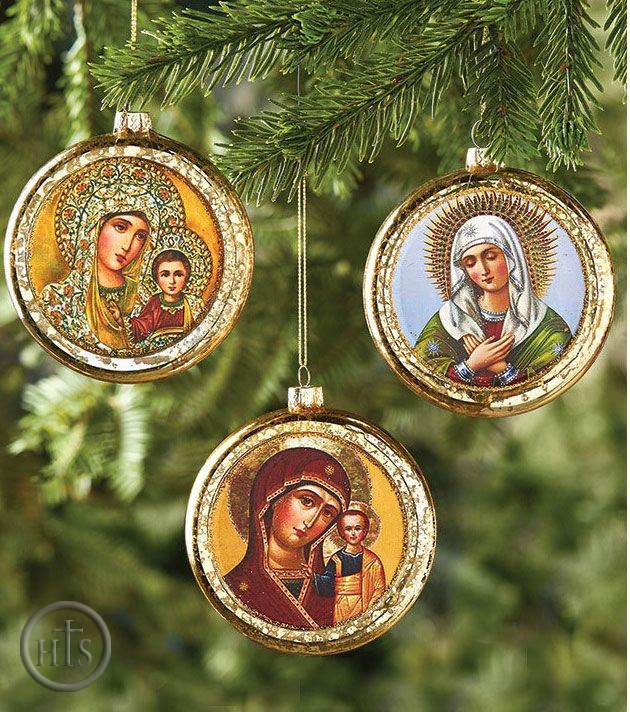 Product Image - Set of 3 Durable Glass  Icon Ornaments, Christmas Decoration
