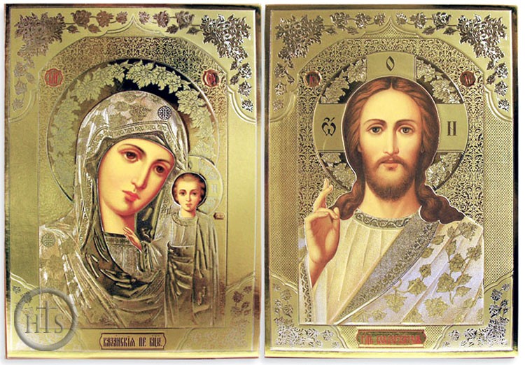 Product Image - Matching Set of Virgin of Kazan and Christ the Teacher Orthodox Icons