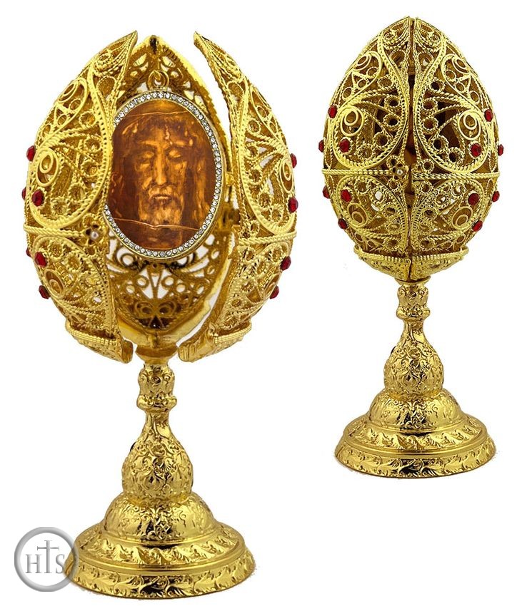 Product Pic - Shroud of Turin, Filigree Style Icon Egg, 6