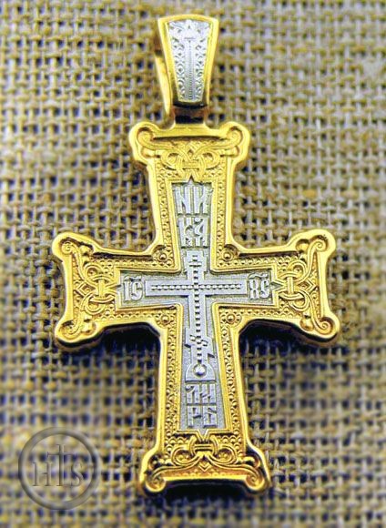 Product Picture - Sterling Silver 925, 22K Gold Plated Orthodox Cross