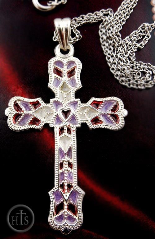 Product Picture - Sterling Silver Enameled Cross with Chain