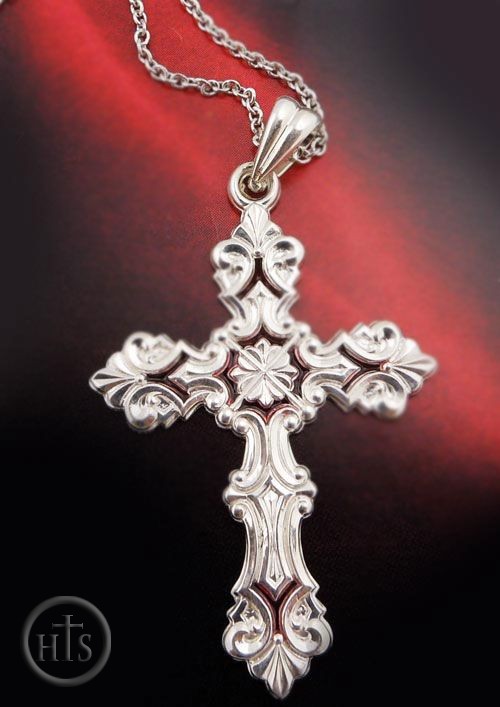 Product Pic - Sterling Silver Enameled Cross with Chain