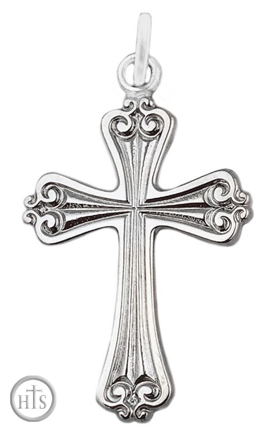 Product Photo - Sterling Silver Cross with High Polish Rhodium Finish