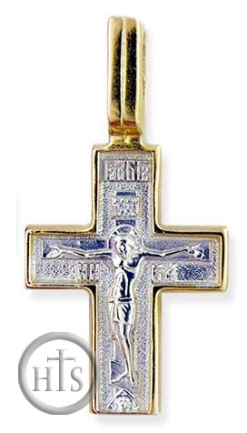 HolyTrinityStore Picture - Sterling Silver Gold Plated Reversible Cross , Small