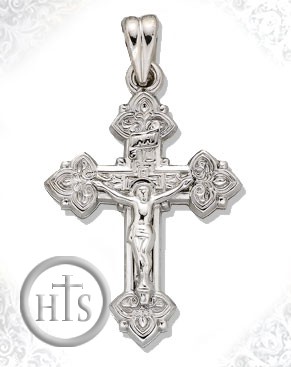 Product Pic - Sterling Silver Cross with Corpus Crucifix, Bright Finish 