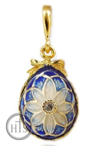 Photo - Reversible  Egg Pendant, Sterling Silver, Gold Gilded, Blue