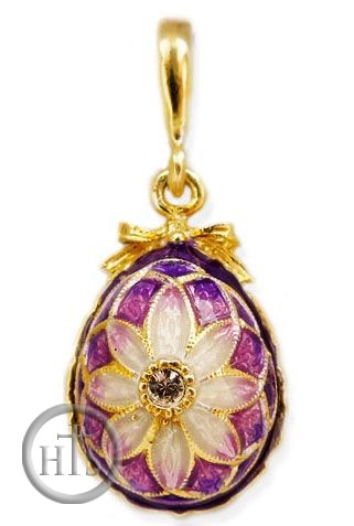 Product Image - Reversible  Egg Pendant, Sterling Silver, Gold Gilded, Purple