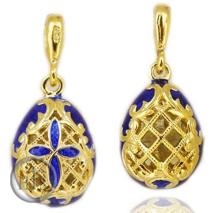 Product Image - Reversible  Egg Pendant, Sterling Silver, Gold Gilded