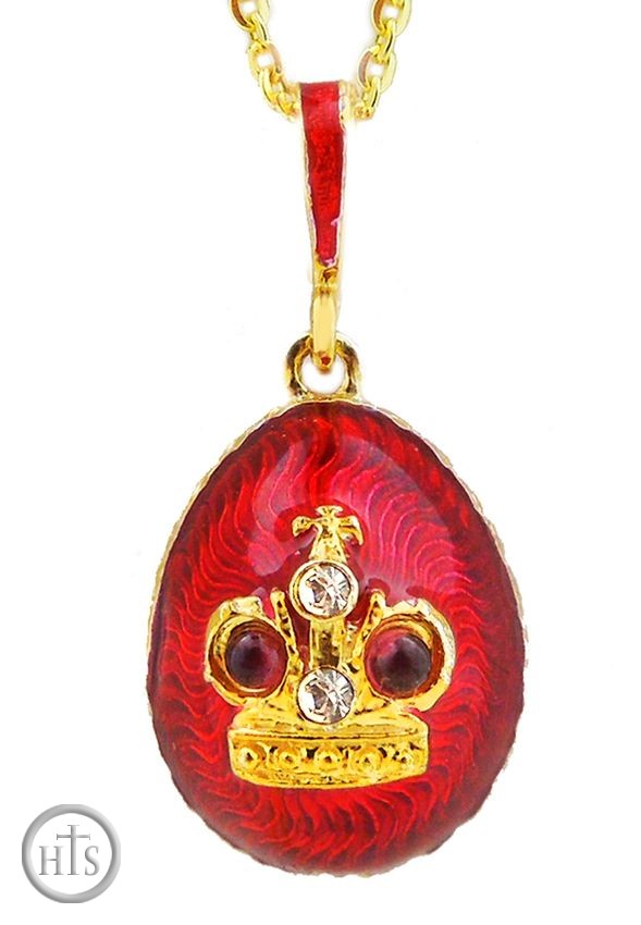 Pic - Egg Pendant with Crown,  Sterling Silver, Gold Plated 