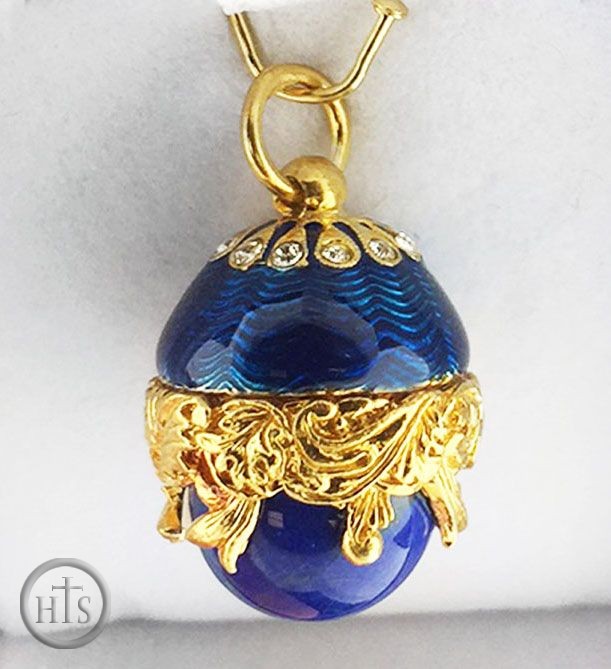 Product Photo - Egg Pendant with Lapis, Silver 925,  Gold Plated 