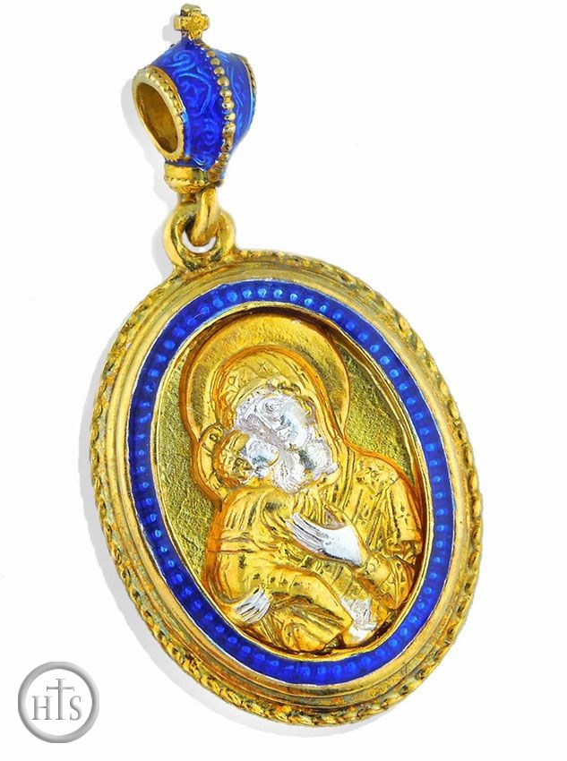 Photo - Virgin of Vladimir / Holy Trinity, Sterling Silver, Gold Plated Pendant