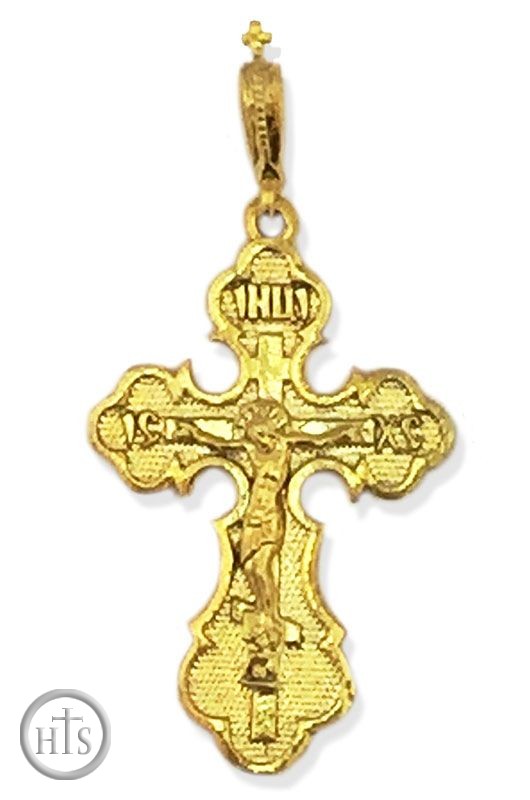 HolyTrinityStore Picture - Sterling Silver, Gold Plated Cross with Crucifix