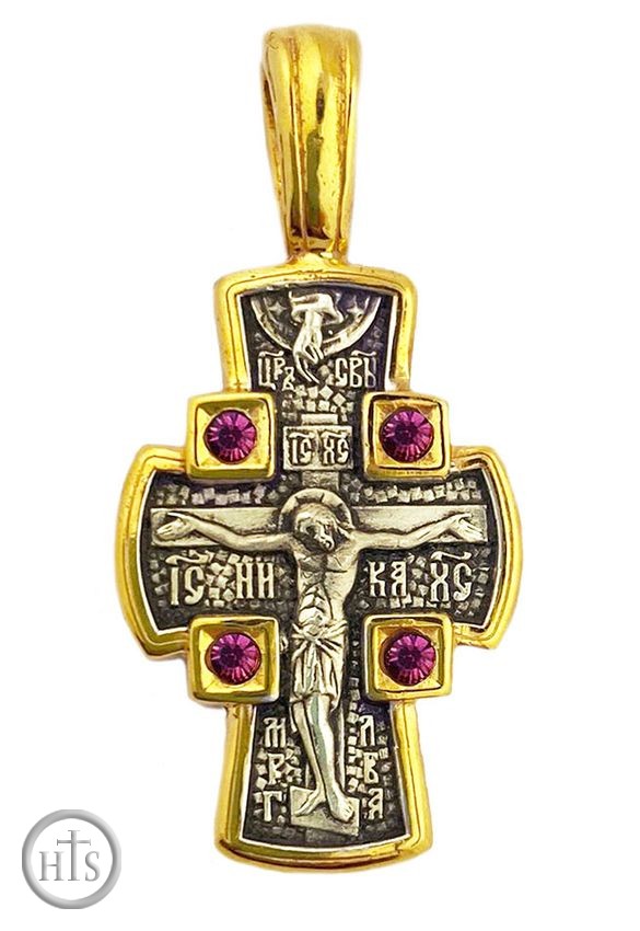 Picture - The Crucifixion, Silver 925, Gold Plated Reversible Cross