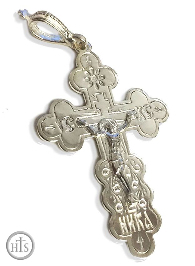 Product Pic - Sterling Silver Three Barred Orthodox Cross with Crucifix 